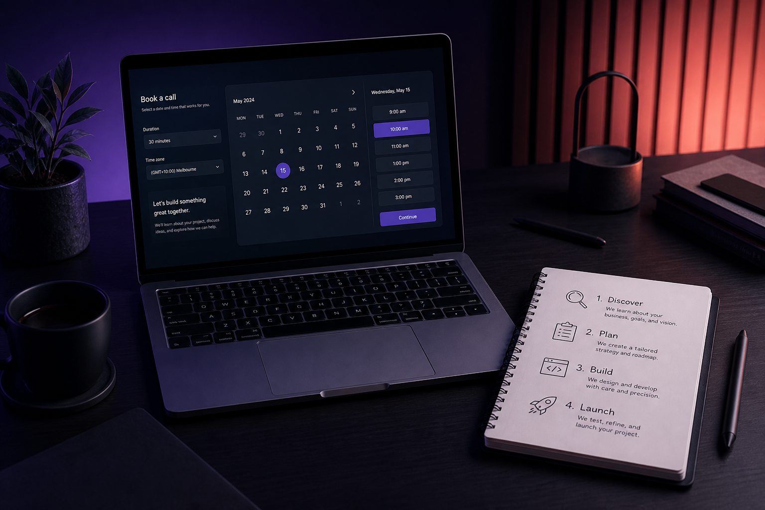 From interest to booked call — Brand Orbit Hub workflow